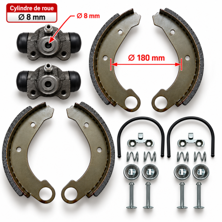 KIT DE FREINS ARRIÈRE COMPLET TOUS MODÈLES  180 MM LOOCKHEED   8 MM