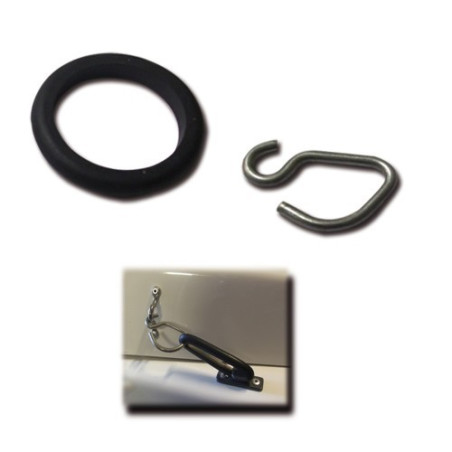 Attache capot en caoutchouc + crochet inox. mehari mehari 4x4