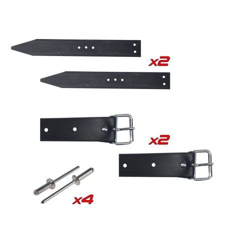 KIT FIXATION SANGLE ET CONTRE SANGLE NOIRE POUR CAPOT ET FACE AVANT MEHARI