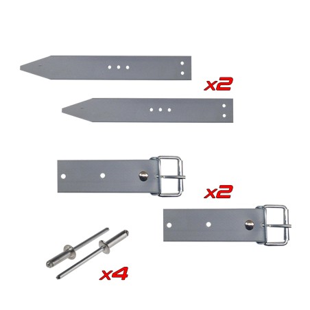 KIT FIXATION SANGLE ET CONTRE SANGLE GRISE POUR CAPOT ET FACE AVANT MEHARI