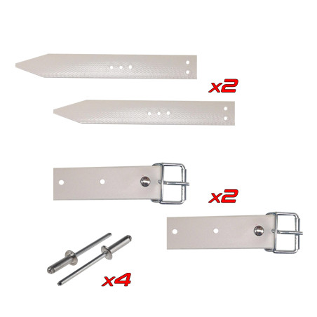 KIT FIXATION SANGLE ET CONTRE SANGLE BLANCHE POUR CAPOT ET FACE AVANT MEHARI