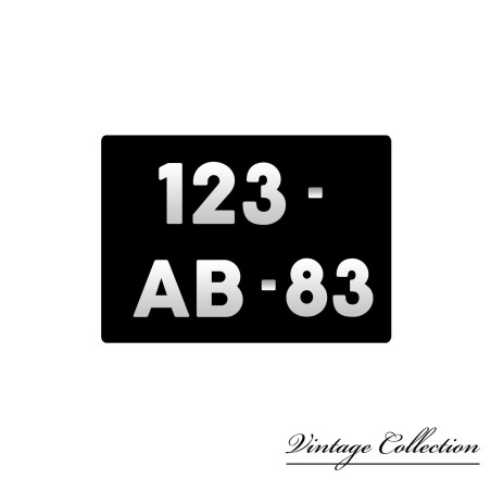 PLAQUE IMMATRICULATION CARRE FOND NOIR SANS TRAIT