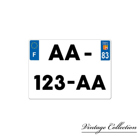 PLAQUE IMMATRICULATION CARRE FOND BLANC AVEC FRANCE ET DEPARTEMENT 83 AR