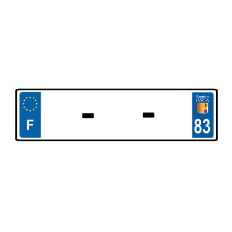 PLAQUE IMMATRICULATION RECTANGULAIRE FOND BLANC AVEC BORDURE  SYMBOLE FRANCE  AV