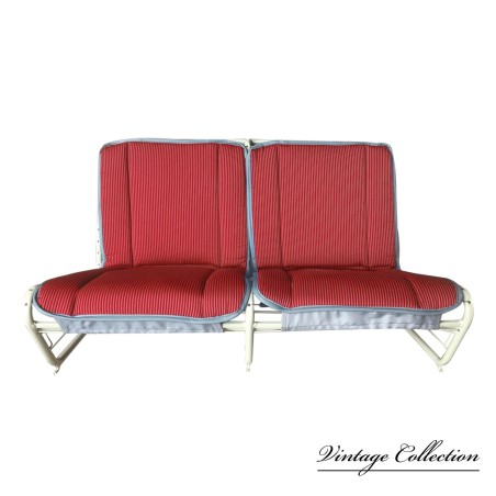 BANQUETTE AVANT NEUVE POUR  2CV TYPE AZ EN TISSU BAYADÈRE ROUGE