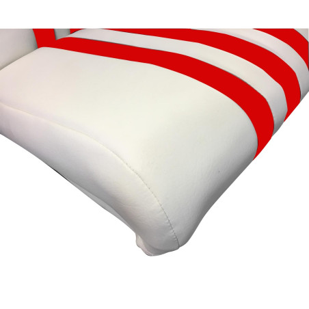KIT GARNITURES 2 SIÈGES AVANT SYMÉTRIQUE + BANQ. ARRIÈRE SKAÏ BLANC ROUGE
