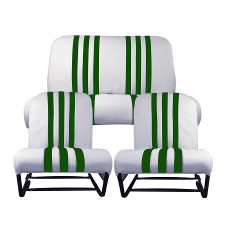 KIT GARNITURES 2 SIÈGES AVANT SYMÉTRIQUE + BANQ. ARRIÈRE SKAÏ BLANC VERT