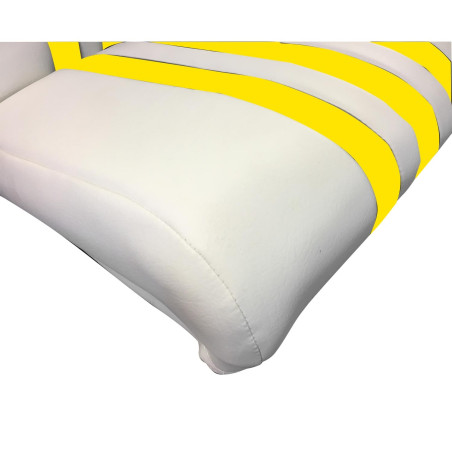 KIT GARNITURES 2 SIÈGES AVANT SYMÉTRIQUE + BANQ. ARRIÈRE SKAÏ BLANC JAUNE