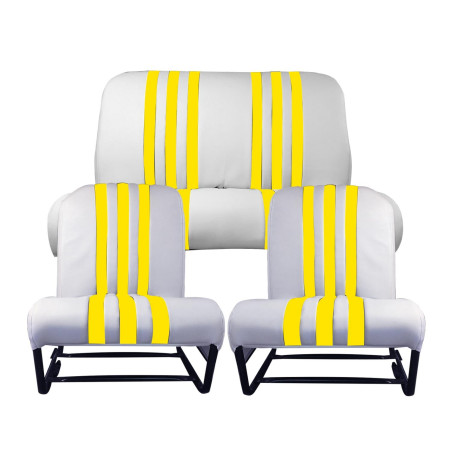 KIT GARNITURES 2 SIÈGES AVANT SYMÉTRIQUE + BANQ. ARRIÈRE SKAÏ BLANC JAUNE