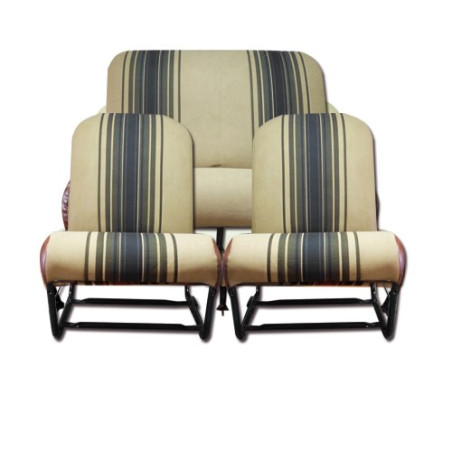 KIT COMPLET 2 SIÈGES AVANT SYMÉTRIQUE + BANQUETTE AR. TISSU MARRON RAYE