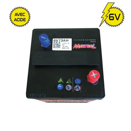 BATTERIE 6 VOLTS  73AH. 600 EN. SANS ACIDE VENTE AU COMPTOIR UNIQUEMENT