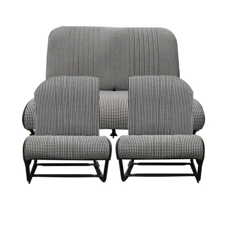 KIT GARNITURES 2CV 2 SIEGES AVANT ASYM. + BANQUETTE ARR. TISSU PIED DE POULE