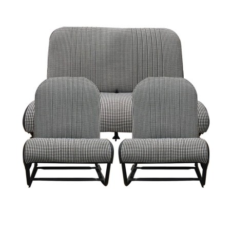 KIT GARNITURES 2CV 2 SIEGES AVANT SYM. + BANQUETTE ARR. TISSU PIED DE POULE