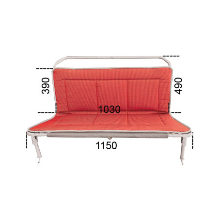 GARNITURE DE BANQUETTE ARRIÈRE  BAYADÈRE ROUGE 2CV BERLINE AVEC KIT ENAC