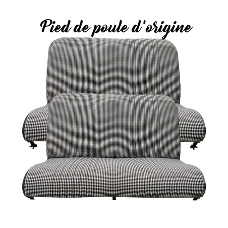 KIT GARNITURES 2CV BANQUETTE AVANT + BANQUETTE ARR. TISSU PIED DE POULE