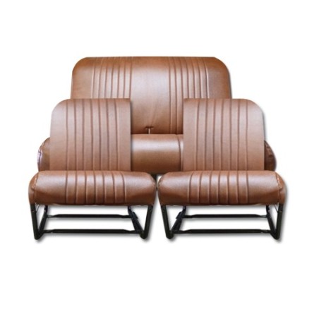 KIT COMPLET 2 SIÈGES AVANT ASYMÉTRIQUE + BANQUETTE AR. SKAÏ MARRON PERFORE