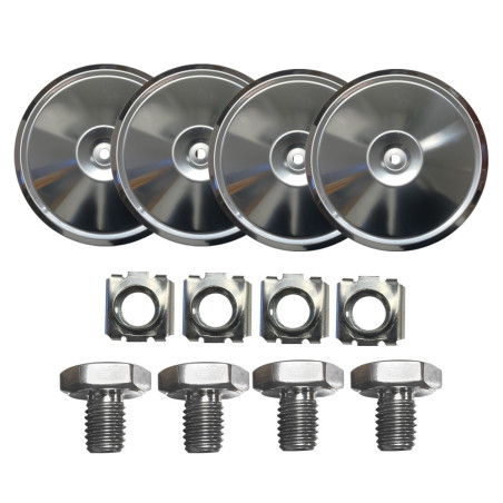 KIT COMPLET 4 ENJOLIVEURS DE ROUE EN INOX (VIS + ECROU COMPRIS)