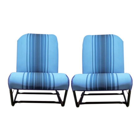 KIT GARNITURES 2CV 2 SIÈGES AVANT ASYM. TISSU ORIGINE BLEU RAYE NOIR