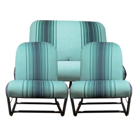 JEU DE Garniture Sieges SYM+BANQUETTE VERT RAYE 2cv dyane