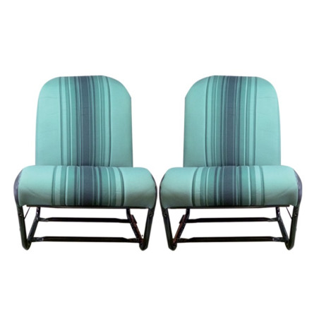 KIT GARNITURES 2CV 2 SIEGES AVANT SYM. TISSU ORIGINE VERT RAYE NOIR