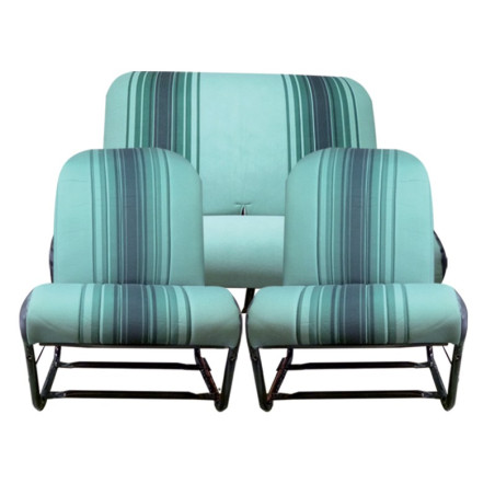 KIT COMPLET 2 SIÈGES AVANT SYMÉTRIQUE + BANQUETTE AR. TISSU VERT RAYE