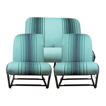 BANQUETTE AVANT + BANQUETTE ARRIERE  POUR 2CV TISSU VERT RAYE 2CV DYANE BANQUETTE AVANT + BANQUETTE ARRIERE  POUR 2CV TISSU VERT RAYE 2CV DYANE