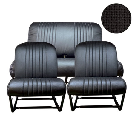 KIT COMPLET 2 SIÈGES AVANT SYMÉTRIQUE + BANQUETTE AR. SKAÏ NOIR PERFORE