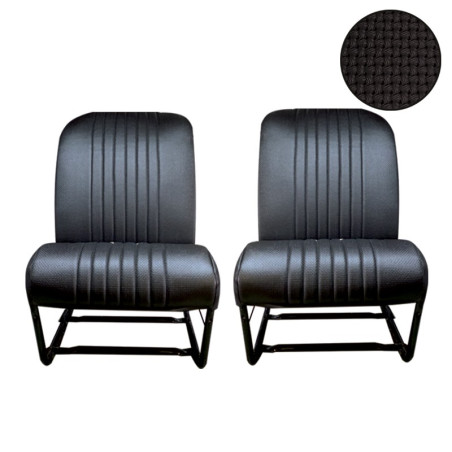 KIT GARNITURES 2CV 2 SIÈGES AVANT ASYM. SKAÏ NOIR PERFORE