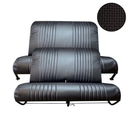 KIT GARNITURES 2CV BANQUETTE AVANT + BANQUETTE ARR. SKAI NOIR PERFORE