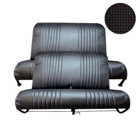 BANQUETTE AVANT + BANQUETTE ARRIERE  POUR 2CV SKAI NOIR PERFORE