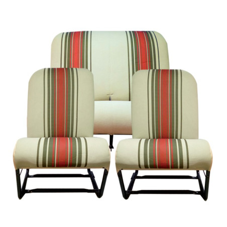 KIT COMPLET 2 SIÈGES AVANT ASYMÉTRIQUE + BANQUETTE AR. TISSU BEIGE RAYE