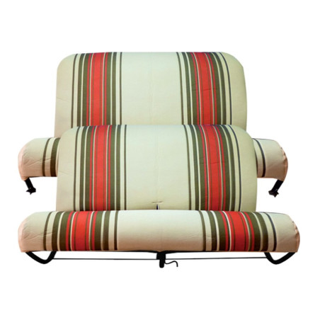 BANQUETTE AVANT + BANQUETTE ARRIERE  POUR 2CV TISSU BEIGE RAYE