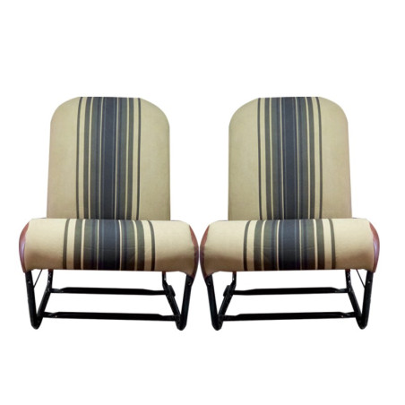 KIT GARNITURES 2CV 2 SIEGES AVANT SYM. TISSU ORIGINE MARRON RAYE NOIR