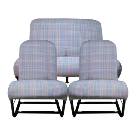 KIT COMPLET 2 SIÈGES AVANT SYMÉTRIQUE + BANQUETTE AR. TISSU GRIS ÉCOSSAIS