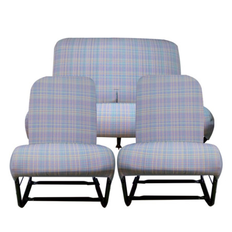 KIT COMPLET 2 SIÈGES AVANT ASYMÉTRIQUE + BANQUETTE AR. TISSU GRIS ÉCOSSAIS