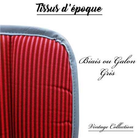 GARNITURE DE BANQUETTE ARRIÈRE  BAYADÈRE ROUGE 2CV FOURGONNETTE AVEC KIT ENAC