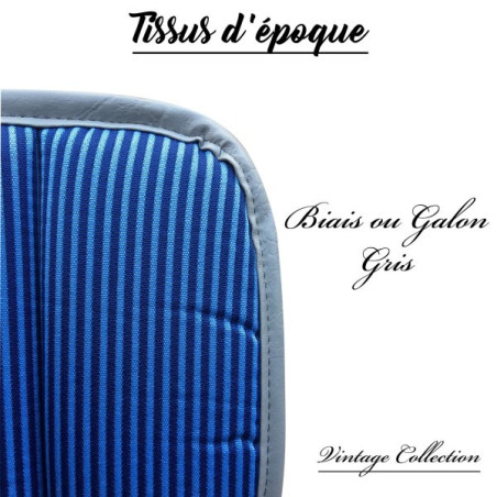 GARNITURE DE BANQUETTE ARRIÈRE  BAYADÈRE BLEUE 2CV FOURGONNETTE AVEC KIT ENAC