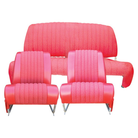 KIT GARNITURES AMI6 BREAK CLUB 2 SIEGES AV.+ BANQUETTE AR. TISSU ROUGE DIAMANTE