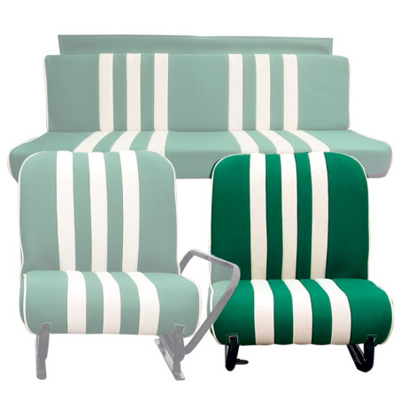 SIÈGE NEUF AVANT GAUCHE MÉHARI SKAÏ VERT RAYE BLANC