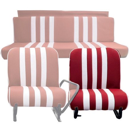 SIÈGE NEUF AVANT GAUCHE MÉHARI SKAÏ ROUGE RAYE BLANC