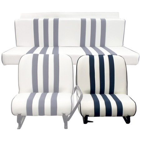 SIÈGE NEUF AVANT GAUCHE MÉHARI SKAÏ BLANC RAYE BLEU