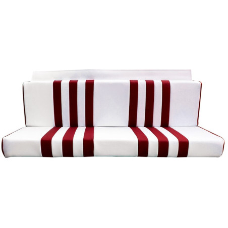 GARNITURE SIÈGE ARRIÈRE MÉHARI SKAÏ BLANC RAYE ROUGE