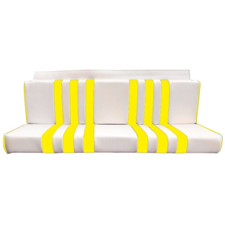 GARNITURE SIÈGE ARRIÈRE MÉHARI SKAÏ BLANC RAYE JAUNE
