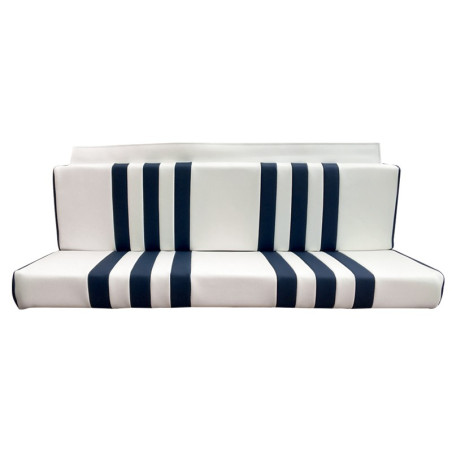 GARNITURE SIÈGE ARRIÈRE MÉHARI SKAÏ BLANC RAYE BLEU GARNITURE SIÈGE ARRIÈRE MÉHARI SKAÏ BLANC RAYE BLEU