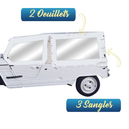 ENSEMBLE COMPLET BACHE 3 SANGLES TRADITIONNEL NM BLANC+HOUSSE + ELASTIQUE