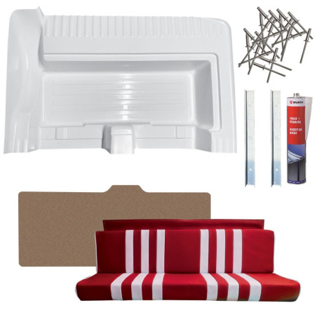 KIT ADAPTATION COMPLET EN ABS AVEC SIEGE ARRIÈRE BICOLORE ROUGE RAYÉ BLANC