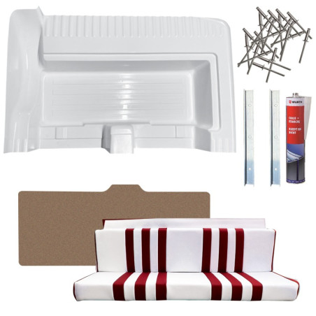 KIT ADAPTATION COMPLET EN ABS AVEC SIEGE ARRIÈRE BICOLORE BLANC RAYÉ ROUGE