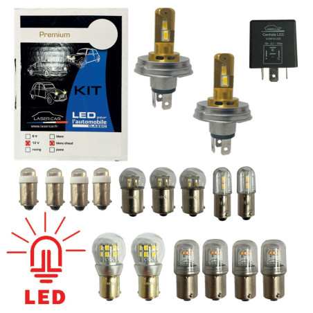 PACK PREMIUM HIGH QUALITY ÉCLAIRAGE BLANC CHAUD LED 12V POUR - 2CV - DYANE