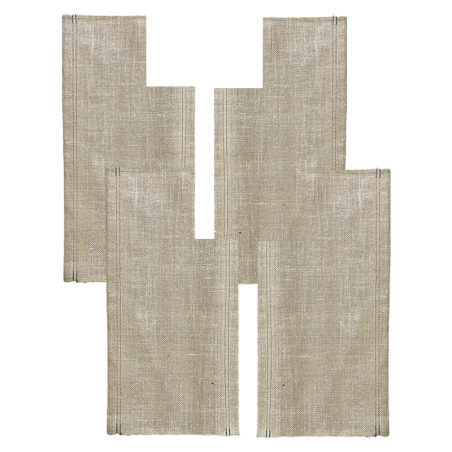 ENSEMBLE DE 4 FONDS DE BANQUETTE AVANT NM AVEC PASSAGE DE CEINTURE TOILE JUTE