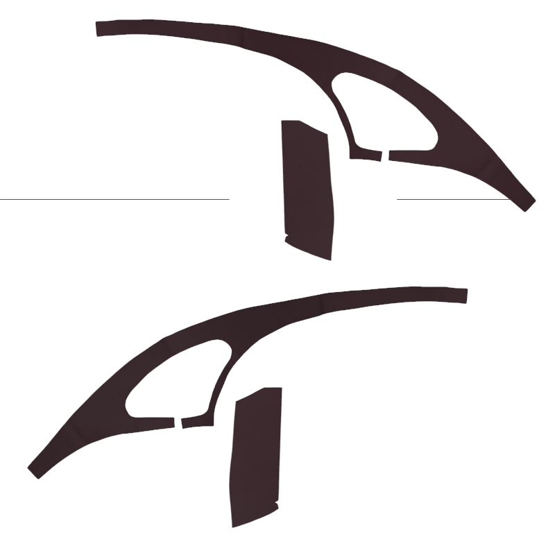 KIT DE 4 FEUTRINES ANTHRACITE POUR HABILLAGE INTÉRIEUR (LATERALES ET PASSAGE DE ROUE ARRIERE) POUR 2CV AVEC VITRE DE CUSTODE